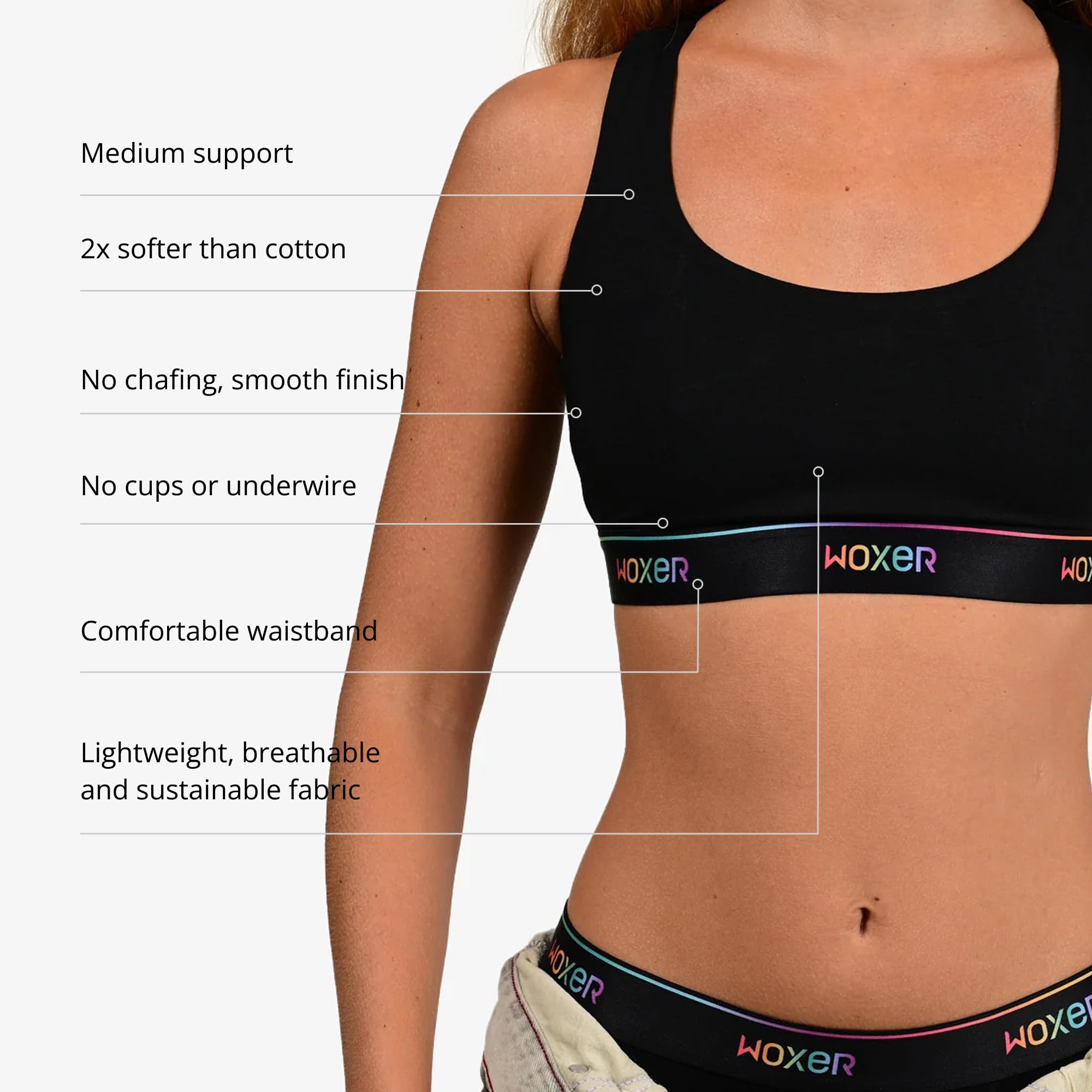 Woxer Boss Bralette for Women – Wireless, Seamless Racerback – Modal Sports Bra, Lounge, Sleep Bralette, Wireless Bra - Image 3