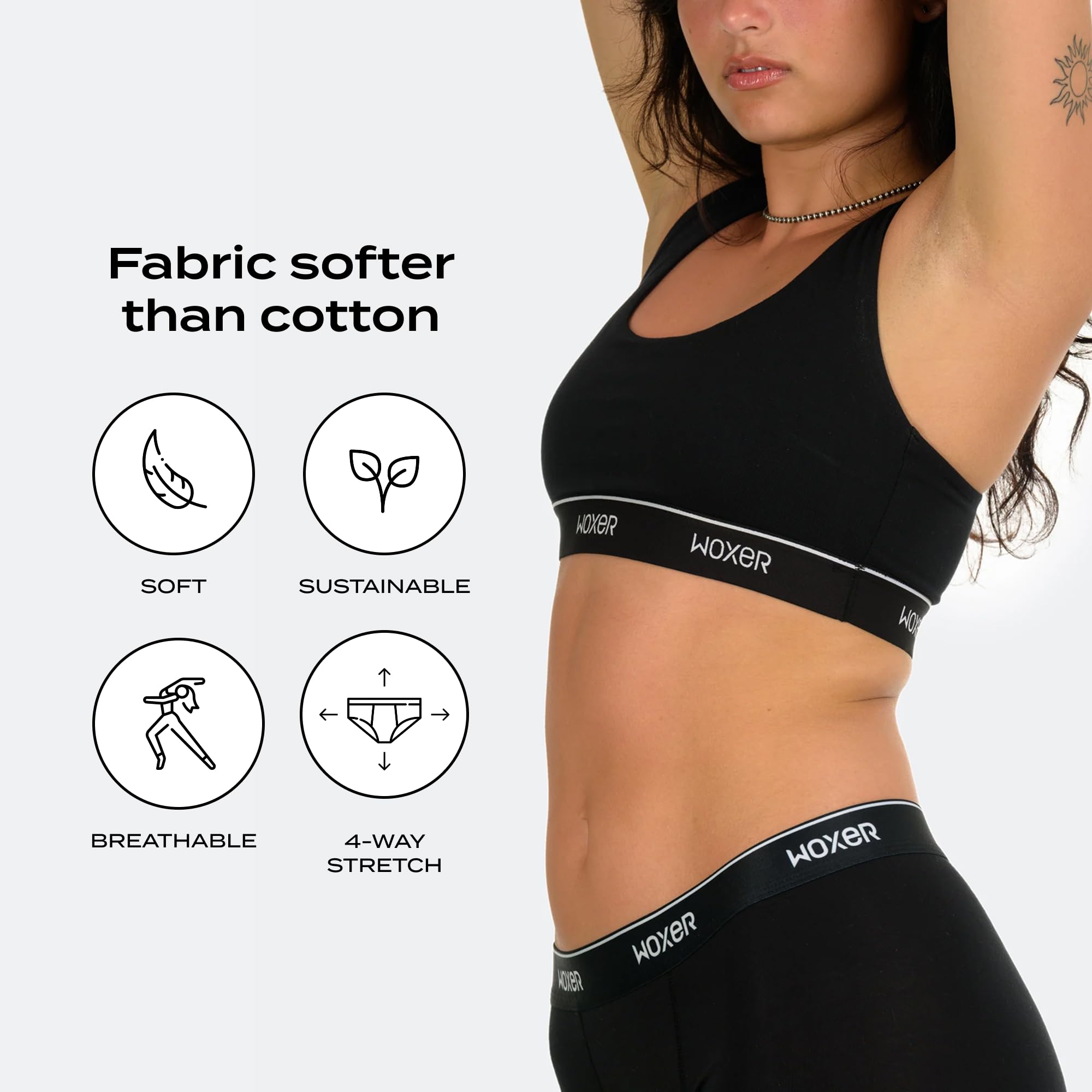 Woxer Boss Bralette for Women – Wireless, Seamless Racerback – Modal Sports Bra, Lounge, Sleep Bralette, Wireless Bra - Image 4