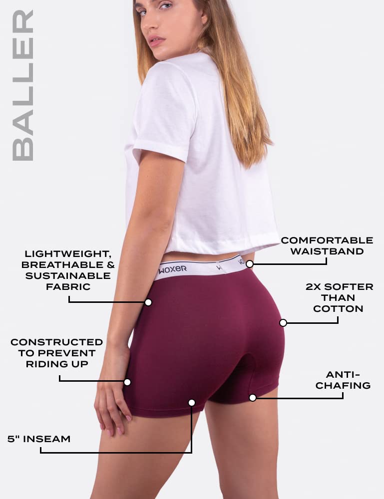 Woxer Boxer Shorts for Women - 5" Baller Boy Shorts Underwear, Soft Modal, Chafe Free - Breathable & Moisture-Wicking - Image 4