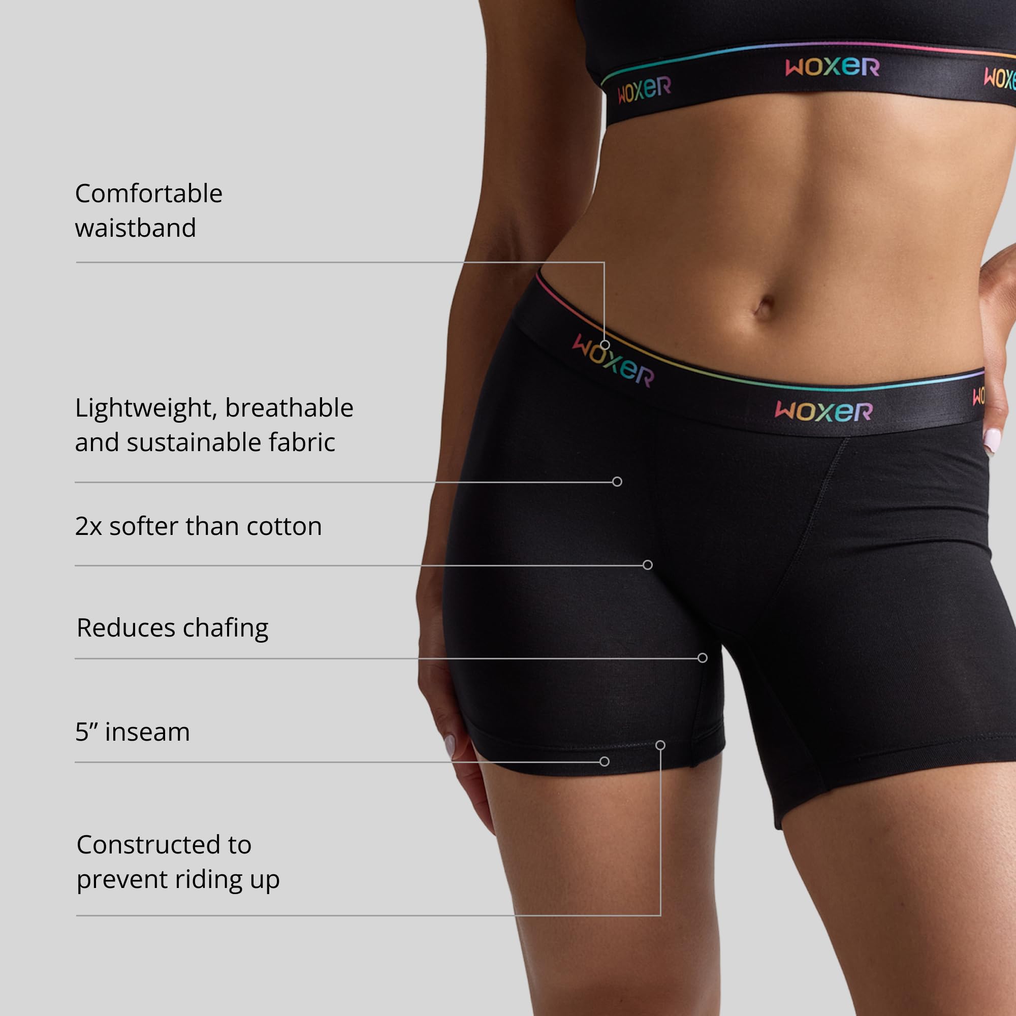 Woxer Boxer Shorts for Women - 5" Baller Boy Shorts Underwear, Soft Modal, Chafe Free - Breathable & Moisture-Wicking - Image 4