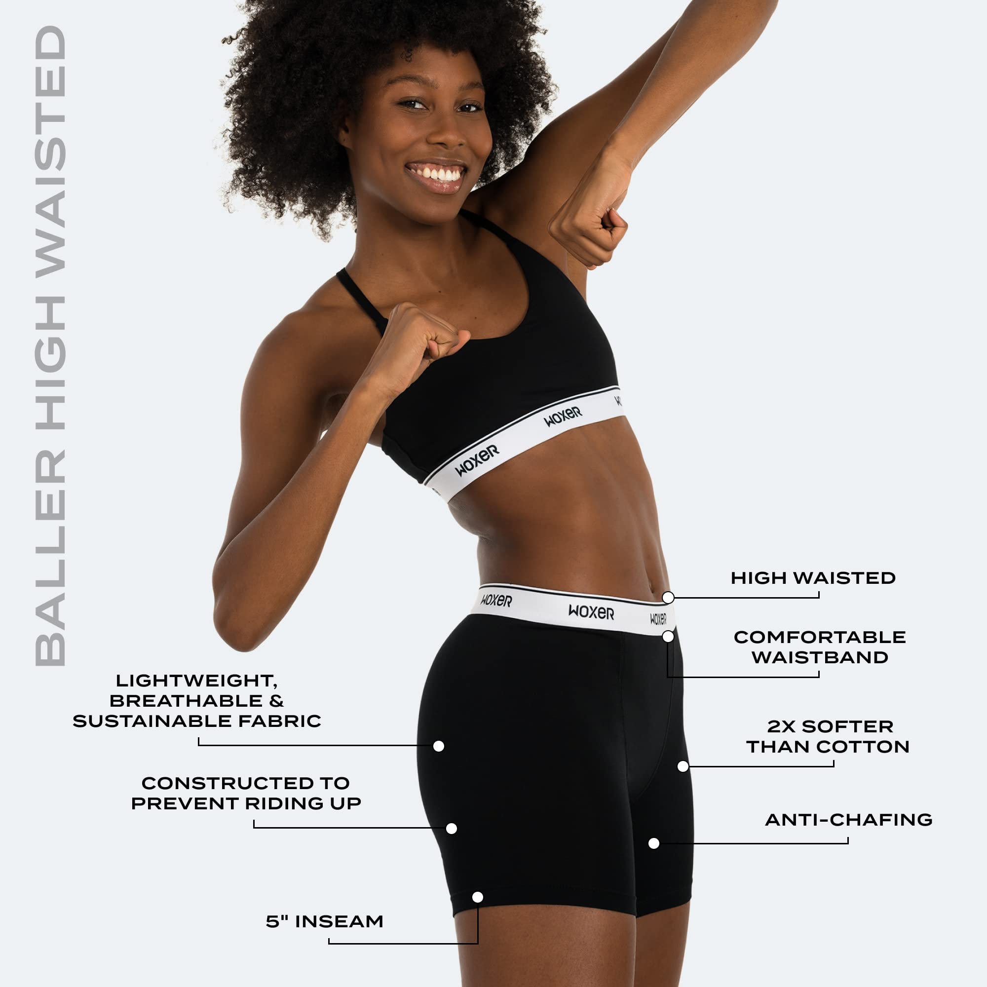 Woxer Womens Baller 5" High Waisted Boy Shorts Underwear – Seamless Boxer Briefs, Boyshort Panties, No Show Women’s Boxers - Image 4