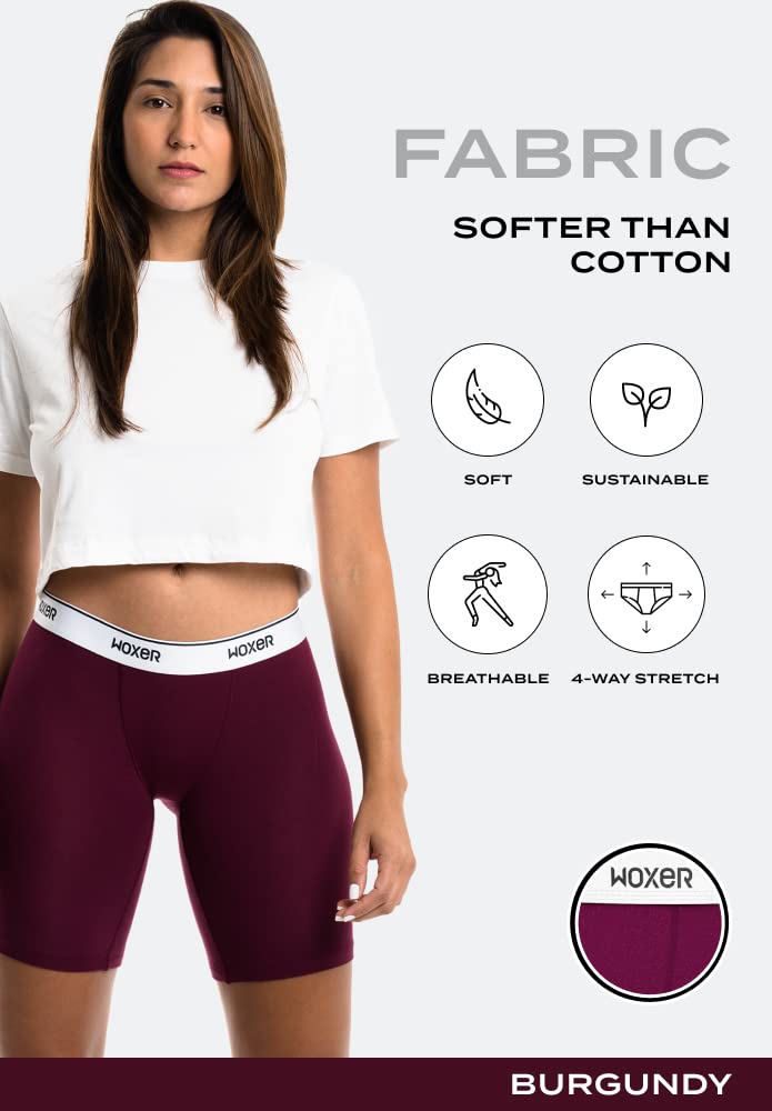 Woxer Womens Boxers - Biker 9" Boy Shorts Underwear for Women, Modal Boxer Briefs, Chafe Free, Womens Underwear - Image 3
