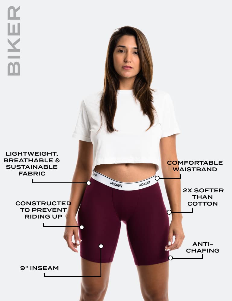 Woxer Womens Boxers - Biker 9" Boy Shorts Underwear for Women, Modal Boxer Briefs, Chafe Free, Womens Underwear - Image 4