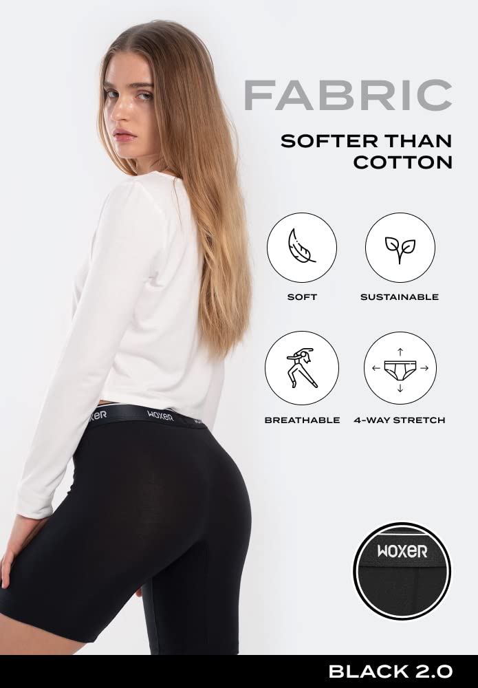 Woxer Womens Boxers - Biker 9" Boy Shorts Underwear for Women, Modal Boxer Briefs, Chafe Free, Womens Underwear - Image 3