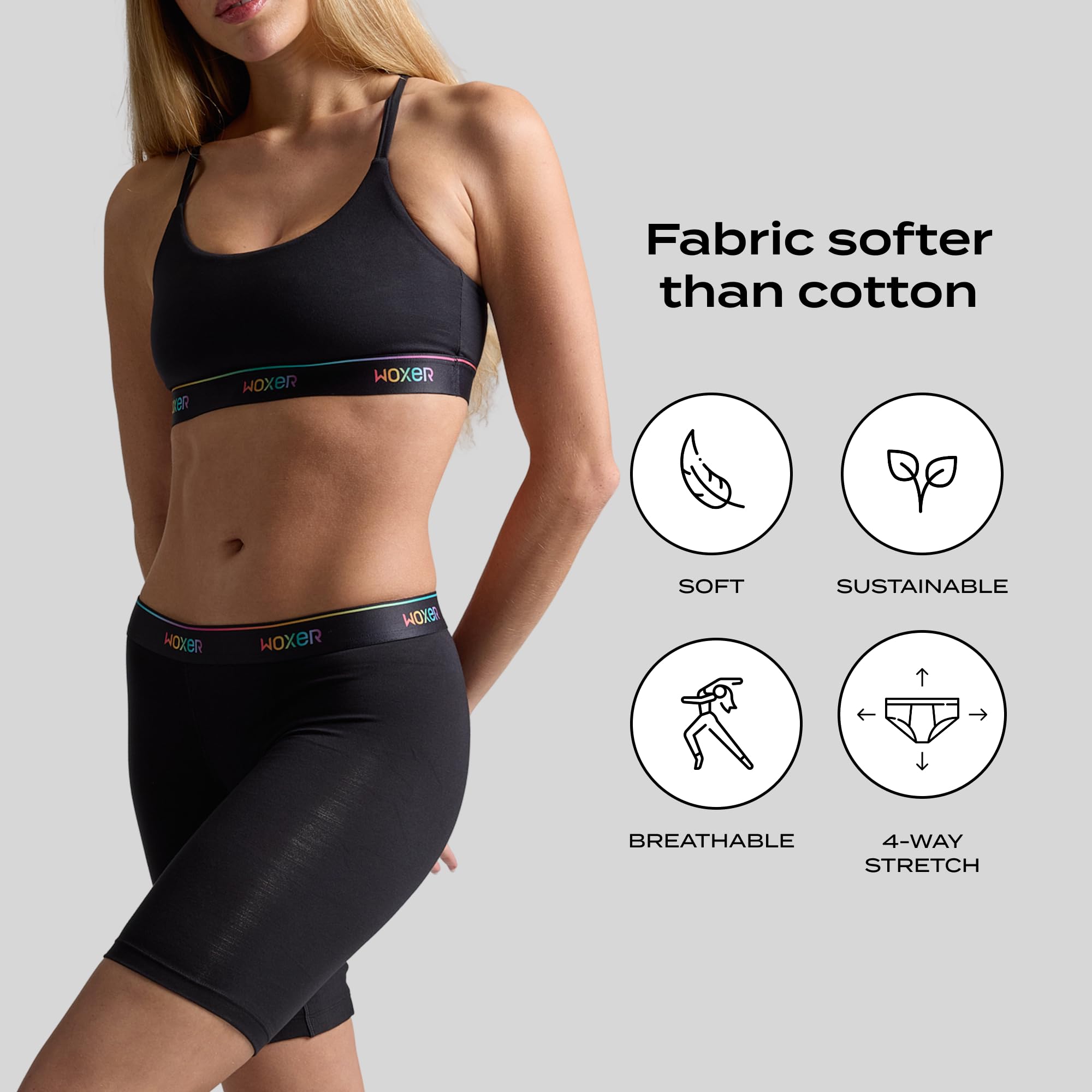 Woxer Womens Boxers - Biker 9" Boy Shorts Underwear for Women, Modal Boxer Briefs, Chafe Free, Womens Underwear - Image 4