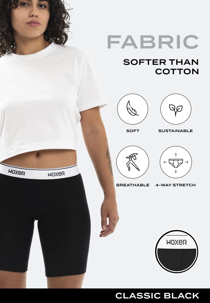 Woxer Womens Boxers - Biker 9" Boy Shorts Underwear for Women, Modal Boxer Briefs, Chafe Free, Womens Underwear - Image 3