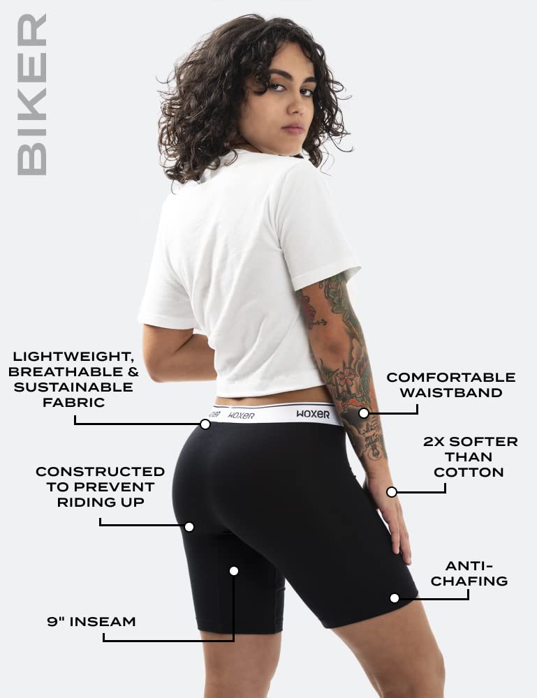 Woxer Womens Boxers - Biker 9" Boy Shorts Underwear for Women, Modal Boxer Briefs, Chafe Free, Womens Underwear - Image 4